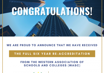 WASC Accreditation Granted